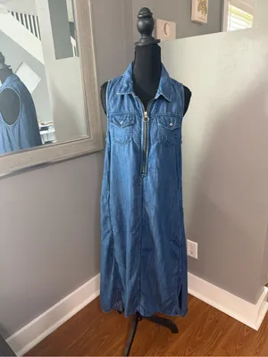 INC International Concepts denim costal cowgirl high-low boho dress 10 thumbnail 2