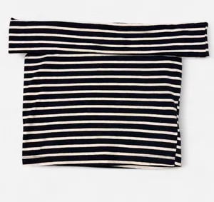 Wild Fable black & white horizontal striped off the shoulder crop top in a S #offtheshoulder #stripes thumbnail 1