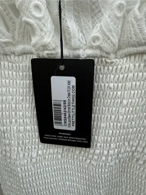 Pretty Little Thing White Lace Sleeve Shirred Bodycon Mini Dress Size 6 New NWT thumbnail 4
