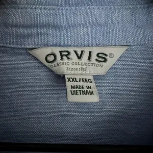 ORVIS Chambray blue Linen blend Shirt button down roll up sleeve XXL thumbnail 4