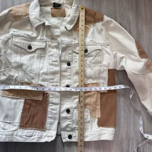 Urban Outfitters BDG Adult/Women’s Patchwork White Denim Jean Jacket L thumbnail 8