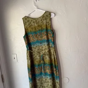 90s Kathie Lee Collection Sleeveless Floral‎ Dress M Green Blue Ombre Vintage thumbnail 7