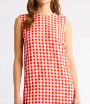 WAYF Midi Lined dress red and white gingham pattern contemporary Size small thumbnail 1