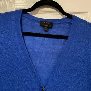 J. Crew Size M Royal Blue Long Sleeve Italian Spun Alpaca Blend Button Cardigan thumbnail 2