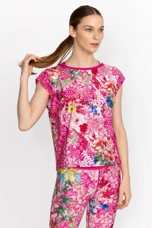 Johnny Was Active Pink Floral Bee Printed Workout Activewear Tank Top Size S thumbnail 1