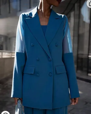 Women's Blue Sapphire Double Breasted Blazer by @signedblake thumbnail 2