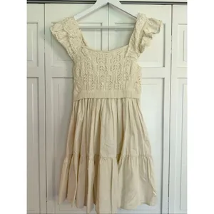 Anthropologie En Saison cream crochet Colette swing dress size sml thumbnail 3