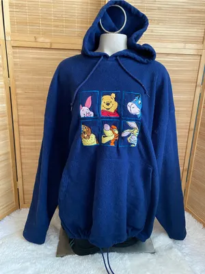 Vintage 90s Disney Store Fleece Winnie The Pooh Y2K oversized Hoodie sweatshirt thumbnail 1