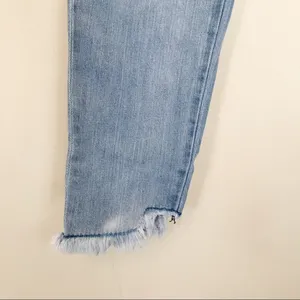 American Eagle Mom Jeans Embroidered Ripped High Waist Ankle Light Wash 00 thumbnail 7
