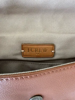 J. Crew Leather Envelope Clutch in Cognac Brown with Aged Brass Chain Strap thumbnail 6