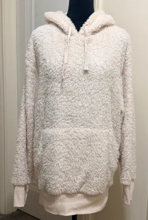 So Cozy Softest Sherpa Pullover Hoodie In Creamy Ivory Size XL thumbnail 4