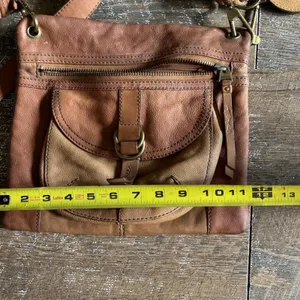 Vintage Fossil Sasha Crossbody‎ Bag Tan Cognac Pebbled Leather Brass Key thumbnail 15