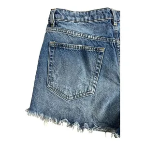 ZARA Blue Denim Distressed Shorts Size 6 Cotton High-Rise Raw-Hem Summer Beach thumbnail 5