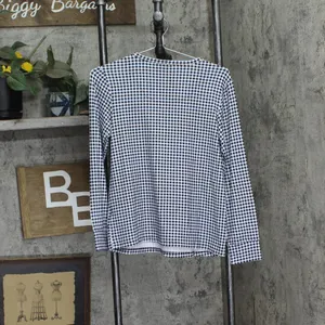 NEW Charter Club Printed Long Sleeve Pajama Sleep Top Gingham Check Blue XS thumbnail 3