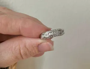 925 Channel Set Pave Silver Diamond Ring Vintage “Liene” Round Band Classic Mens Jewelry thumbnail 14