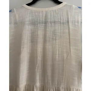 Free People Santiago Embroidered Boho Mini Dress Ivory and Blue‎ Size Medium thumbnail 4