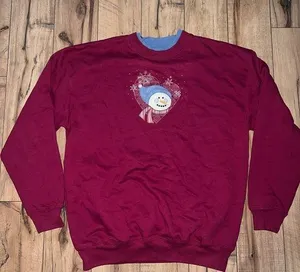 Vintage snowman Christmas sweatshirt Size L thumbnail 1