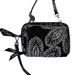 Vera Bradley Black Bianca Bouquet Crossbody Wallet thumbnail 4