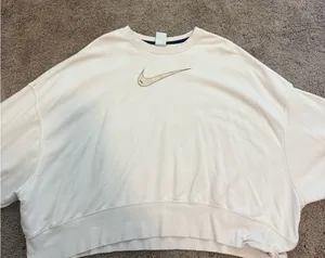 Nike Cream Crewneck Sweatshirt with slight crop thumbnail 1
