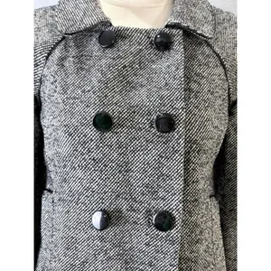Banana Republic Pea Coat Black White Tweed Wool Blend Double Breasted 4 thumbnail 7