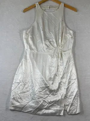 For Love & Lemons White Satin‎ Twist Front Cutout Mini Dress Size M thumbnail 1