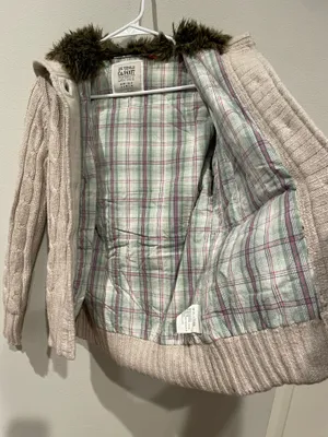 Esprit Wool Blend Women Sweater Cardigan beige knitted hooded Buttons Small thumbnail 6