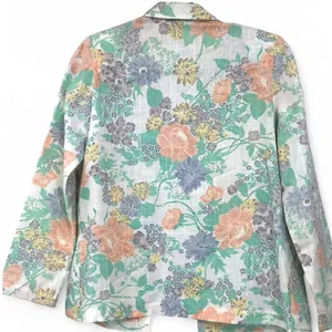 VINTAGE 80's | M | Floral Blazer Jacket Sport Coat Women Lightweight Linen thumbnail 2