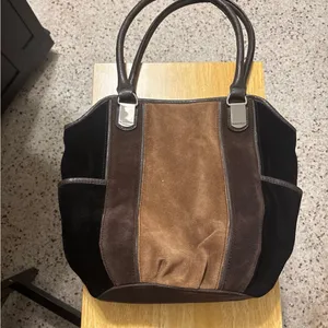TIGNANELLO Leather Suede Hobo Shoulder Bag Purse Brown Women's Satchel thumbnail 1