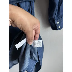 LOFT Chambray Flounce Shirt Dress Tie Waist Long Sleeve Blue Women Large Coastal thumbnail 8