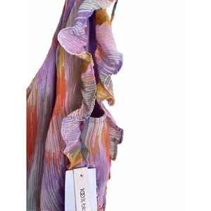 Midi Dress One Shoulder Flutter Sleeve Medium Womens Garden Party Chic thumbnail 12