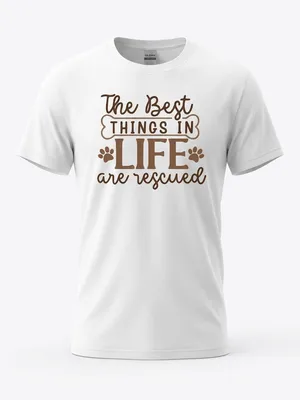 Gildan Women’s White Premium Quality “The Best Things In Life Are Rescu ” T-shirt Sz XL thumbnail 1