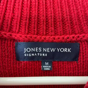 Vintage Jones‎ New York Signature women’s red cable knit collar button sweater M thumbnail 4