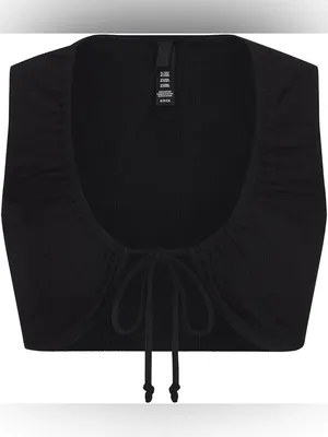 SKIMS Soft Lounge Tie Front Super Crop Top in Onyx Size Medium NWT thumbnail 4