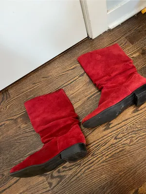 St. John's Bay Red Leather Suede Slouch Boots Women’s 11 boho western thumbnail 3