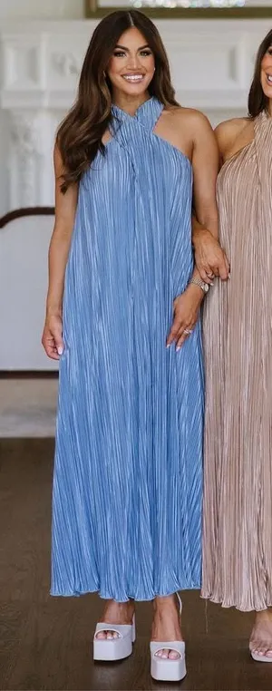 These Three Boutique Plisse Cross Front Maxi Dress thumbnail 1
