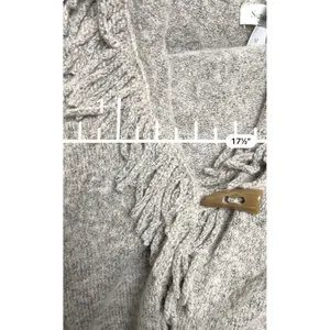 Susan Bristol Womens Medium Brown Wool Blend Fringe Trim Toggle Cardigan Sweater thumbnail 8