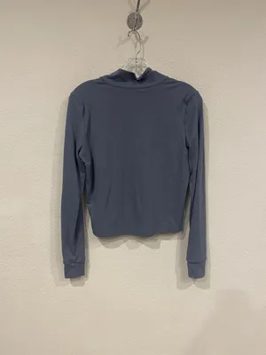 Vuori Studio Half Zip Long Sleeve Crop Top Womens Large Blue Athletic thumbnail 5