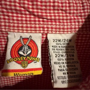 Vintage Looney Tunes Red And White Gingham‎ Tweety Button Up Womens Sz 22/24 thumbnail 4