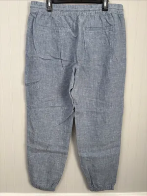 Athleta Retreat Linen Jogger Pants Women Size 16 Blue #531704 thumbnail 3