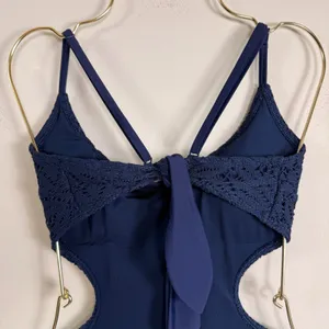 Aerie Navy Blue Crochet Monokini Cutout One Piece Swimsuit‎ Womens Medium Cheeky thumbnail 4