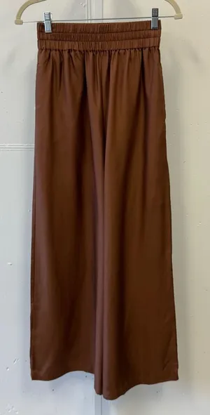 Jac + Jack Silk‎ Minimalist Contemporary High Waist Wide Leg Pants Tan Sz 8 thumbnail 1