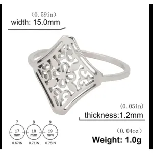 14k White Gold Plated 316L Cut Out‎ Filigree Ring, Size 6 thumbnail 9