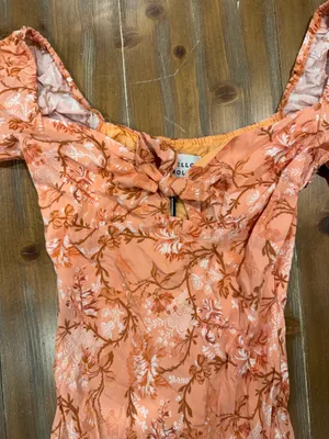Hello Molly Orange Floral Print Puff Sleeve Midi Dress Women's Size US 8 NWT thumbnail 7