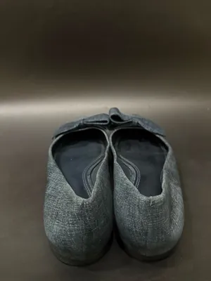 TORY BURCH Rosalind Navy Blue Denim Print Textured Suede Ballet Flats Size 8M thumbnail 5