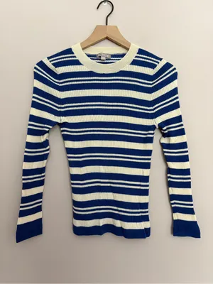 J. Crew Carolyn Three-Quarter Sleeve Striped Sweater Large thumbnail 2