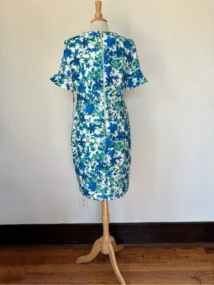 CK Blue Floral Short Sleeve Formal Work Dress thumbnail 9