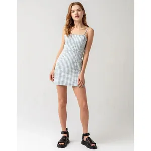✨SKY AND SPARROW Gingham Open Tie Back Green Slip Dress✨ thumbnail 4