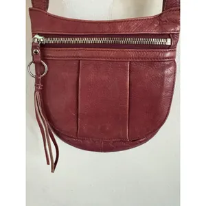 HOBO Burgundy Pebbled Leather Small Purse Crossbody Bag Flap Close Zip thumbnail 4