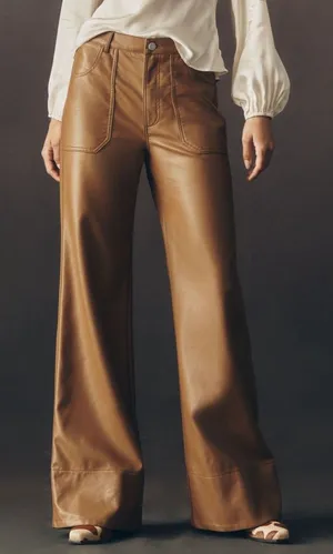 Anthropologie Pilcro The Rylan Faux-Leather Relaxed High-Rise Flare Pants thumbnail 1