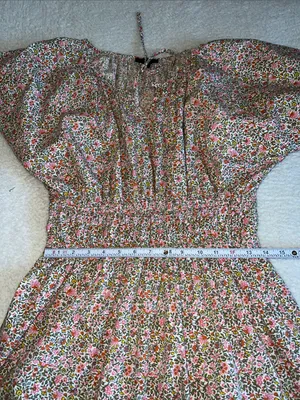 J.Crew Cinched Waist Puff Sleeve Floral Mini‎ Dress MT thumbnail 5